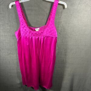 women silk babydoll slip mini dress small pink quilted barbiecore fairy 70s